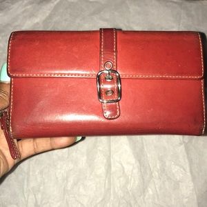 🎈Authentic Red Leather Coach Check Wallet🎈